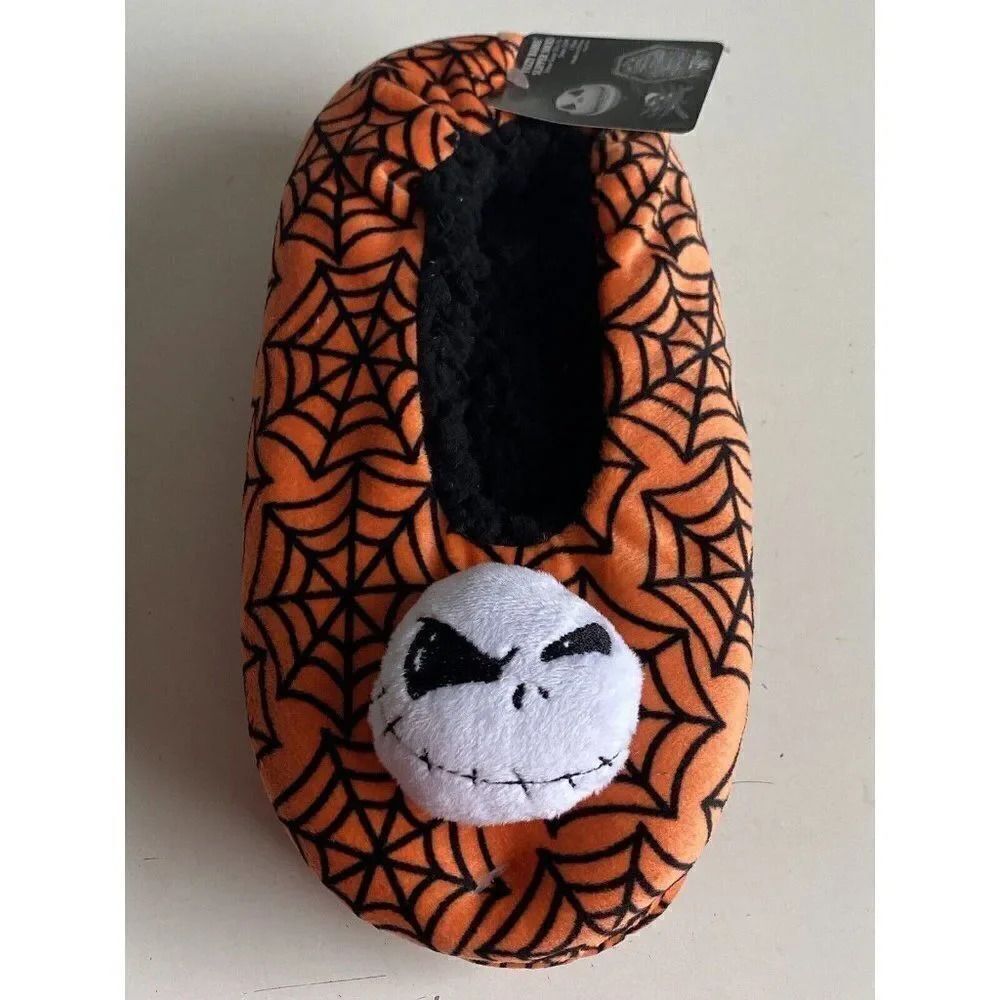 Nightmare Before Christmas Fuzzy‎ Babba Slipper Socks Orange Jack S/M 5.5-7.5
